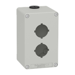 XAPD2602 – Empty control station, Harmony XAP, XB2 SL, zinc alloy, grey, M20, 2 cut outs 30mm with notches, 80x130x77mm, UL cULus