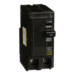 QO280VH – Mini circuit breaker, QO, 80A, 2 pole, 120/240VAC, 22kA, plug in