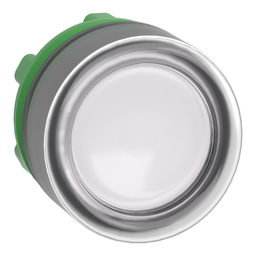 ZB5AW513 – Head for illuminated push button, Harmony XB5, white flush, 22mm, universal LED, spring return, clear boot, unmarked