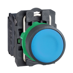 XB5AA61 – Push button, Harmony XB5, plastic, flush, blue, 22mm, spring return, unmarked, 1NO