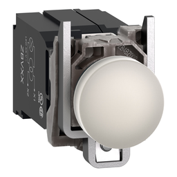 XB4BV5B1 – Pilot light, Harmony XB4,metal, white, 22mm, universal LED, plain lens, 400V AC