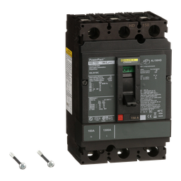 HDL36150C – Circuit breaker, PowerPacT H, 150A, 3 pole, 600VAC, 14kA, lugs, thermal magnetic, 100%
