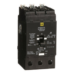 EJB34125 – Mini circuit breaker, E-Frame, 125A, 3 pole, 480Y/277VAC, 100kA max, bolt on
