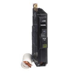 QOB130EPD – Mini circuit breaker, QO, 30A, 1 pole, 120VAC, 10kA, bolt on, 30mA grd fault B