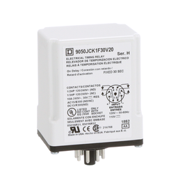 9050JCK1F30V20 – Timing Relay, Type JCK, plug In, on delay, fixed time, 30 seconds, 10A, 240 VAC, 120 VAC/110 VDC