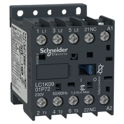 LC1K0601F72 – Contactor, TeSys K, 3P, AC-3, lt or eq to 440V 6A, 1 NC aux., 110VAC coil