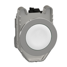 XB4FA11 – Push button flush mounted, Harmony XB4, metal, white, 30mm, spring return, unmarked, 1NO