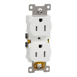SQR42101WH – Socket-outlet, X Series, 15A, standard, duplex, tamper resistant, residential, white, matte finish