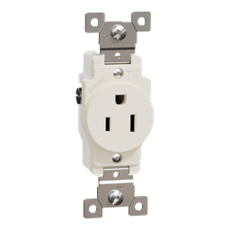 SQR42100LA – Socket-outlet, X Series, 15A, standard, single, tamper resistant, commercial, light almond, matte finish