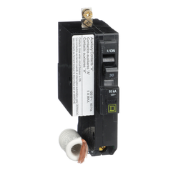 QOB130EPD1200 – Mini circuit breaker, QO, 30A, 1 pole, 120VAC, 10kA, bolt on, 30mA grd fault B, aux switch 1A