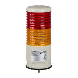 XVC6B25SK – Complete pre wired monolithic tower light, Harmony XVC, plastic, red orange, 60mm, base mounting, steady or flashing, with buzzer 70…85 dB,24V AC DC