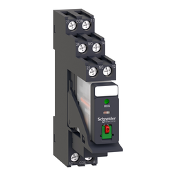 RXG22P7PV – interface plug in relay, Harmony Electromechanical Relays, pre assembled, 5A, 2CO, with LED, lockable test but to n, 230V AC