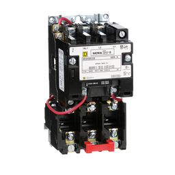 8536SBO2V02S – NEMA motor starter, Type S, nonreversing, Size 0, 18A, 5HP at 460VAC, 5kA SCCR, 3 phase, 3 pole, melting alloy, 120VAC coil, open