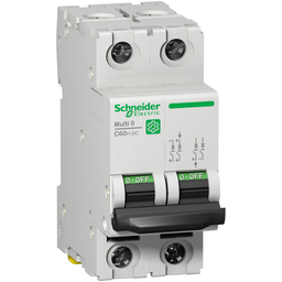 M9U11210 – Miniature circuit breaker (MCB), Multi9 C60H-DC, 2P, 10A, B curve, 5kA (UL1077), 6kA (IEC/EN 60947-2)