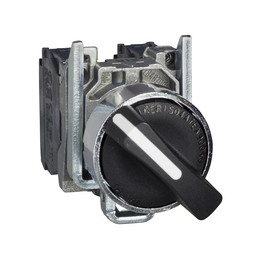 XB4BD41 – Selector switch, Harmony XB4, metal, black, 22mm, 3 positions, spring spring return, 1NO