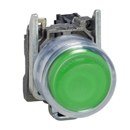XB4BP31 – Push button, Harmony XB4, metal, projecting, green, 22mm, spring return, booted, unmarked, 1NO