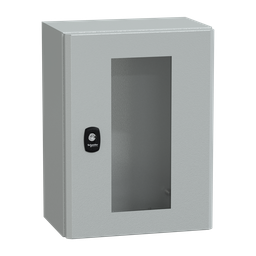 NSYS3D4320T – Wall mounted steel enclosure, PanelSeT S3D, transparent door, without mounting plate, 400x300x200mm, IP66, IK08