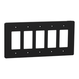 SQWS141005BK – Cover frame, X Series, 5 gangs, screw fixed, mid sized plus, black, matte finish