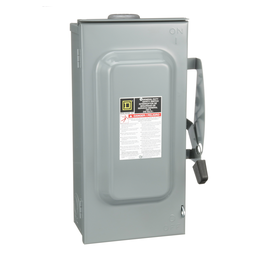 D323NRB – Safety switch, general duty, fusible, 100A, 3 pole, 30hp, 240VAC, NEMA 3R, 4 wire, 1 neutral, bolt on hub provision