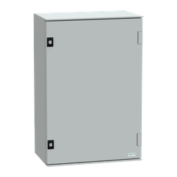 NSYPLM64BG – Wall mounted polyester enclosure, Thalassa PLM, plain door, with bakelite plate, 647x436x250mm, IP66, IK10, RAL 7035