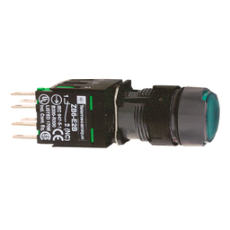 XB6AF3B1B – Complete illuminated push button, Harmony XB6, green flush, 16mm, latching 1NO 12…24V
