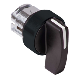 ZB4BJ57 – Head for selector switch, Harmony XB4, black 22mm 3 positions spring return, black long handle, black metal bezel