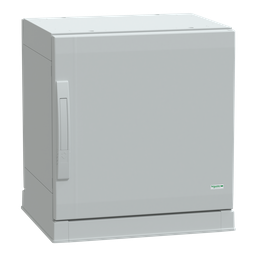 NSYPLAZ554G – Floor standing polyester enclosure, Thalassa PLA, plain door, open bottom, 500x500x420mm, IP54, IK10