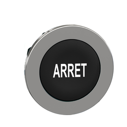 ZB4FA233 – Head for illuminated push button, Harmony XB4, metal, black flush, 30mm, spring return, white marked ARRET