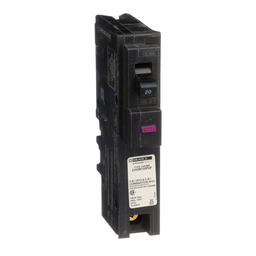 CHOM120PDF – Mini circuit breaker, Homeline, 20A, 1 pole, 120VAC, 10kA AIR, combo ARC/ground fault, plug on neutral, plug in, UL