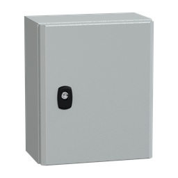 NSYS3D32515P – Wall mounted steel enclosure, PanelSeT S3D, plain door, with mounting plate, 300x250x150mm, IP66, IK10
