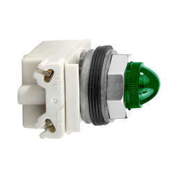 9001KP35G9 – Pilot light, Harmony 9001K, metal, polycarbonate, domed, green, 30mm, 24-28V