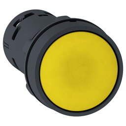 XB7NA81 – Push button, Harmony XB7, round yellow flush, 22mm, spring return, 1NO, unmarked