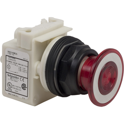 9001SKR9P35R – Illuminated push-button head, Harmony 9001SK, plastic, mushroom 41mm, red, 30mm, 2 positions, push-pull, 24-28V