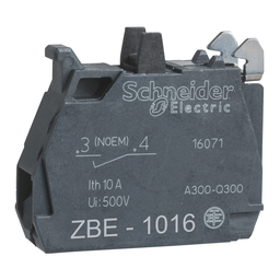 ZBE1016 – Single contact block, Harmony XB4, silver alloy, gold flashed, screw clamp terminal, 1NO