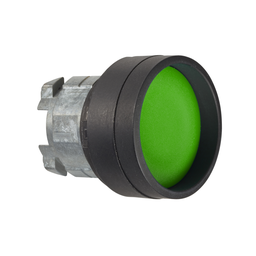 ZB4BA367 – Head for illuminated push button, Harmony XB4, black metal, green recessed, 22mm, spring return, high guard, wunmarked