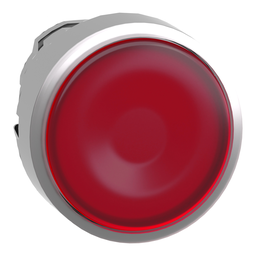 ZB4BH043 – Head for illuminated push button, Harmony XB4, metal, red flush, 22mm, universal LED, push push, unmarked