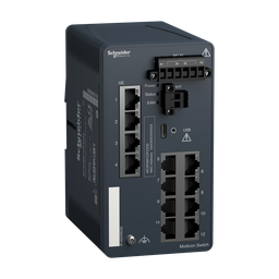 MCSESM123F23G0 – Modicon Managed Switch – 8 ports for copper   4 Gigabit ports for copper