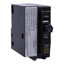 QO115EPD1200 – Mini circuit breaker, QO, 15A, 1 pole, 120VAC, 10kA, plug in, 30mA grd fault B, aux switch 1A