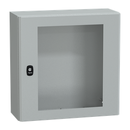 NSYS3D5520T – Wall mounted steel enclosure, PanelSeT S3D, transparent door, without mounting plate, 500x500x200mm, IP66, IK08