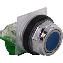 9001KR1LH5 – Push-button, Harmony 9001K, metal, flush, blue, 30mm, spring return, 1 NO