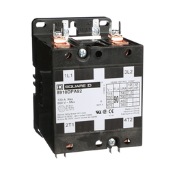 8910DPA92V09 – Contactor, Definite Purpose, 90A, 2 pole, 20 HP at 230 VAC, 1 phase, 208/240 VAC 60 Hz 220 VAC 50 Hz coil, open