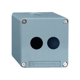 XAPG29202 – 22mm push button, Harmony XALD, empty grey enclosure, die cast zinc alloy, 2 openings, vertical mount, NEMA 4, 13
