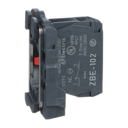 ZB5AZ102 – Harmony, 22mm Push Button, XB5A operators, contact block, with mounting collar, 1 NC, screw clamp terminal