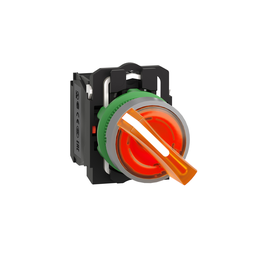 XB5AK125G5C0 – Illuminated selector switch, Harmony XB5, grey bezel, yellow handle, 22mm, universal LED, 2 positions, 1NO   1NC, 120V AC