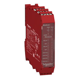 XPSMCMRO0004DA – expansion module, Modicon MCM, 4 safety relay outputs, with diagnostic outout, with backplane connection, screw