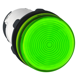 XB7EV63P – Monolithic pilot light, Harmony XB7, plastic, green, 22mm, plain lens for BA9s bulb, lt 250V