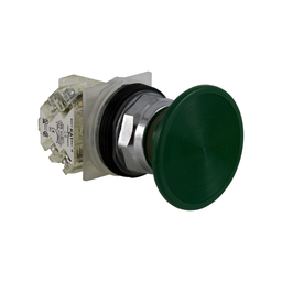 9001KR25GH13 – Push-button, Harmony 9001K, metal, mushroom 57mm, green, 30mm, spring return, 1 C/O