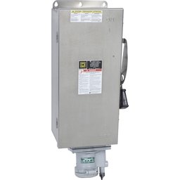 HU363DSWA – Safety switch, heavy duty, non fusible, 100A, 600VAC, 600VDC, 3 poles, 100hp, NEMA 4, 4X, 5, 304 steel, Appleton