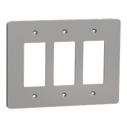 SQWS141003GY – Cover frame, X Series, 3 gangs, screw fixed, mid sized plus, gray, matte finish
