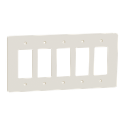 SQWS141005LA – Cover frame, X Series, 5 gangs, screw fixed, mid sized plus, light almond, matte finish